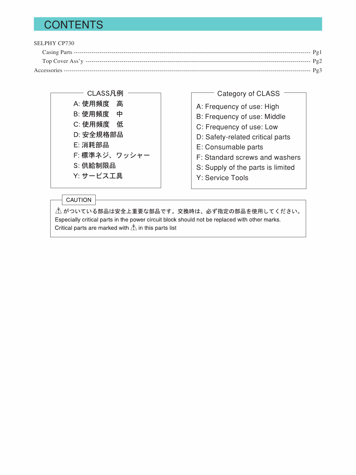 Canon SELPHY CP730 Parts Catalog Manual-3